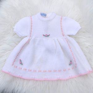 3/$25 🧁 Handmade Baby Infant Knit White Dress 3-6 Months